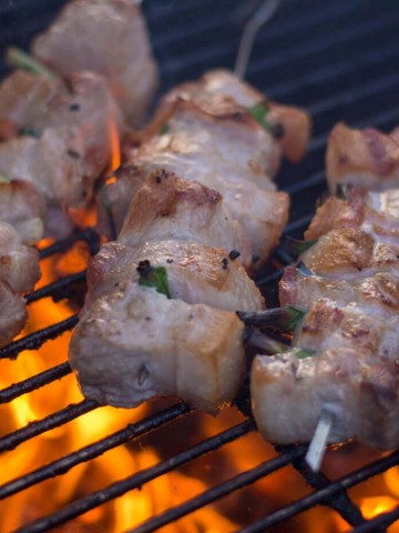 Pork Belly on a Skewer with Yakitori Sauce