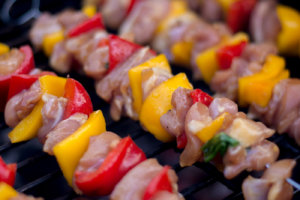 Grilled Honey Chicken Kebabs Fresh on the Big Green Egg
