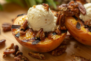 Grilled Peaches with Honey Goat Cheese and Pecans