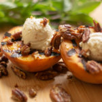Delicious Dessert - Grilled Peaches with Honey Goat Cheese and Pecans