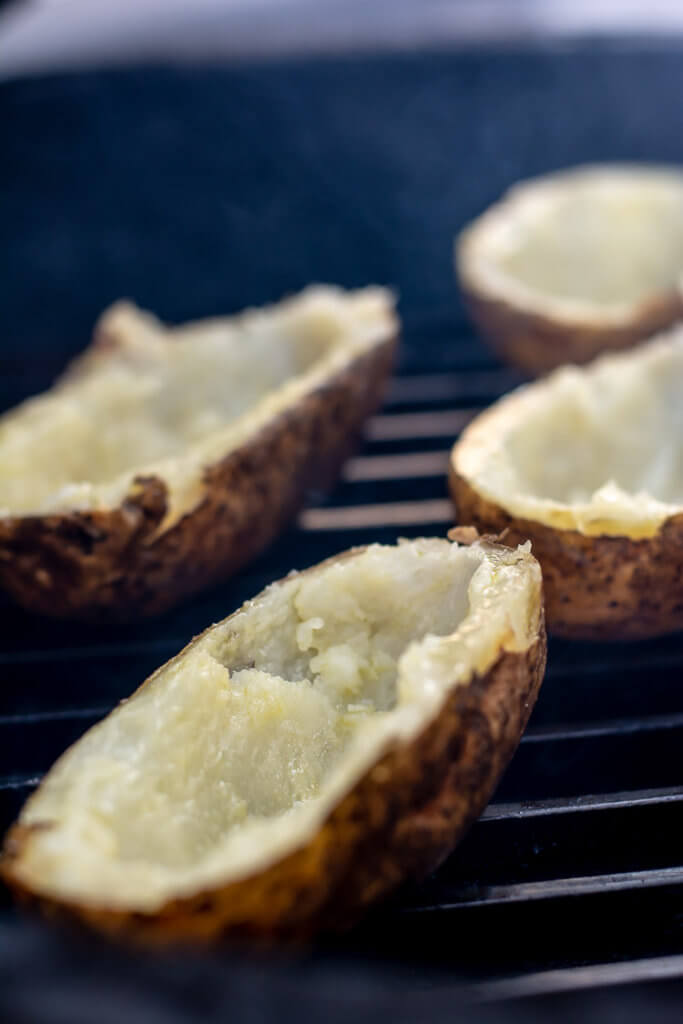 Baked Potato Skins on the GrillGrate on the BGE