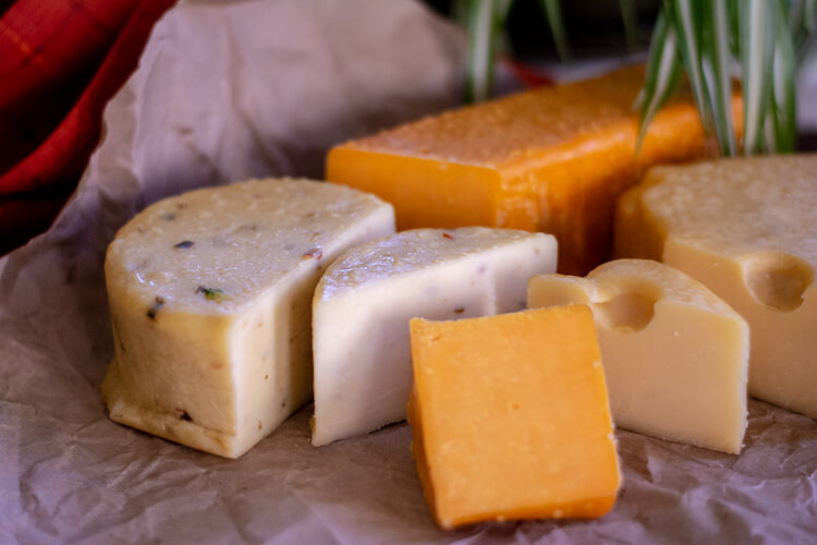 Smoked PepperJack is the the colorful cheese on the platter and has a phenomenal taste
