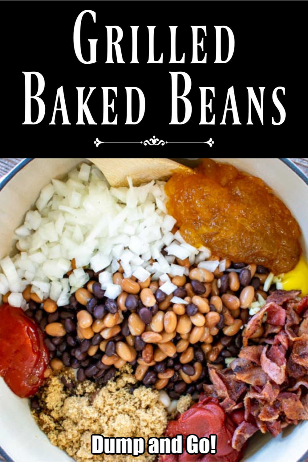 Grilled Bourbon Peach Baked Beans {10 Minutes Prep}