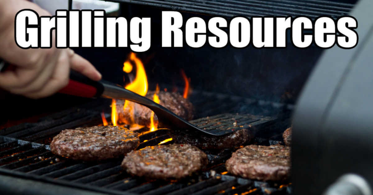 BBQ grill with text overlay that reads grilling resources