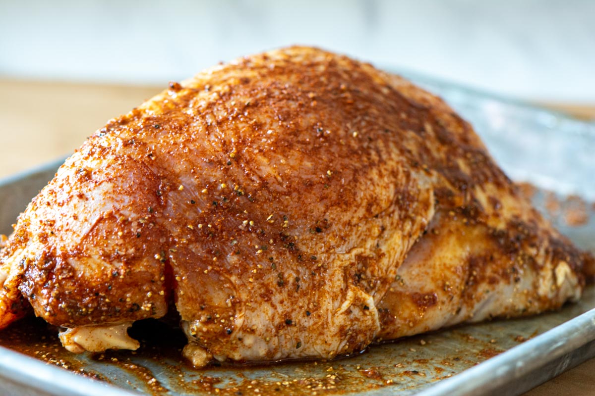 breast after being covered in the dry rub