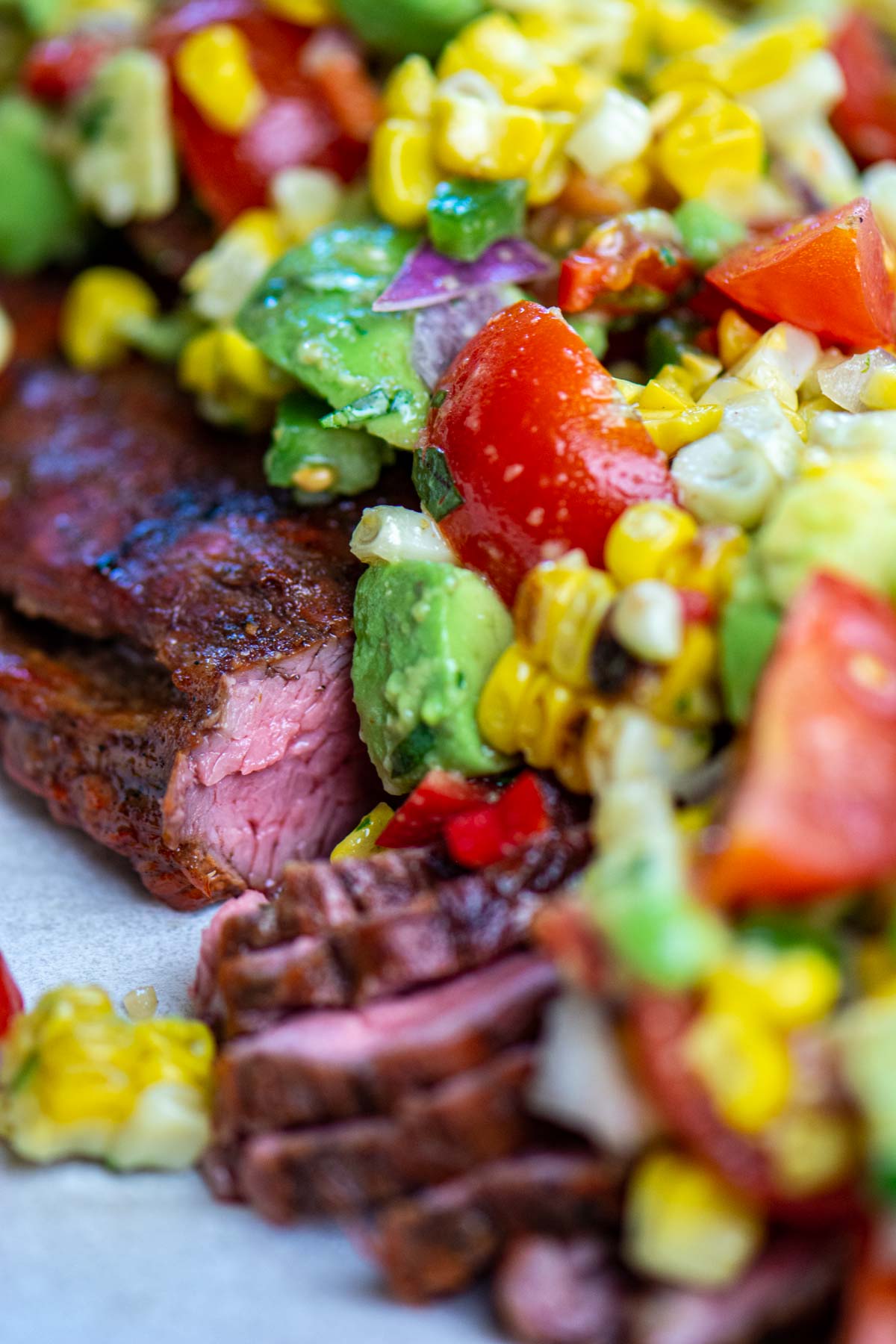 Grilled Tex Mex Flank Steak with Avocado Corn Salsa