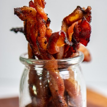 single jar filled with grilled brown sugar bacon.