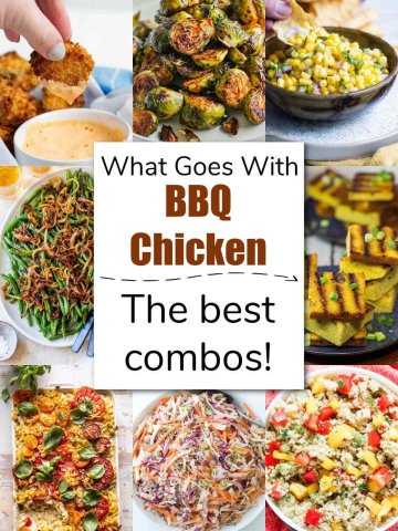 eight images that go with bbq chicken and text overlayed.